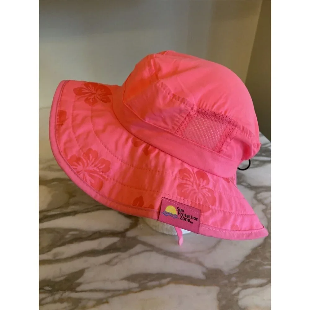Sun‎ Protection Zone Kids UPF 50+ Safari Girls Sun Hat Pink Flowers